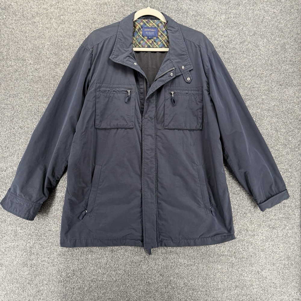 Monterey Robert Talbott Jacket Mens XL Blue Full Zip Long Sleeve Old Money Prep